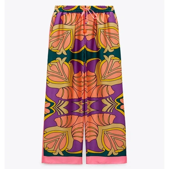 NWT Zara Pajama Style Printed Pants - Picture 6 of 14